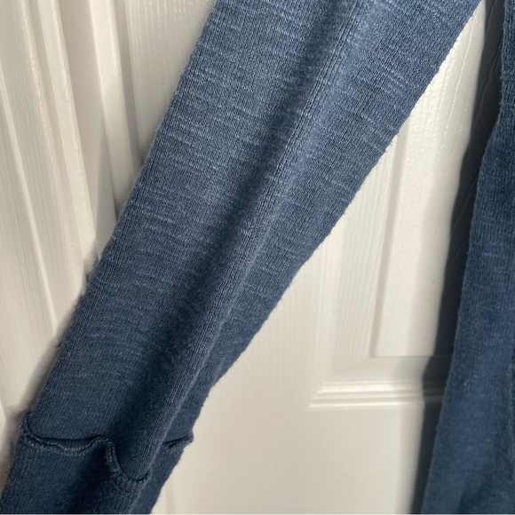 Free People We the Free Turtleneck Top Split Back in Blue Oversized S - Picture 8 of 12